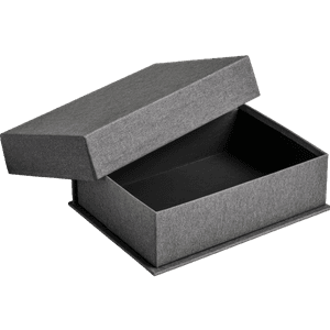 black coloured rigid box with box opening